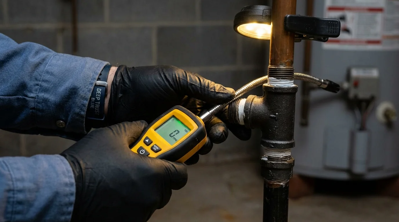 Gas leak detection with electronic sniffer by Johns Plumbing LLC in Wind Gap