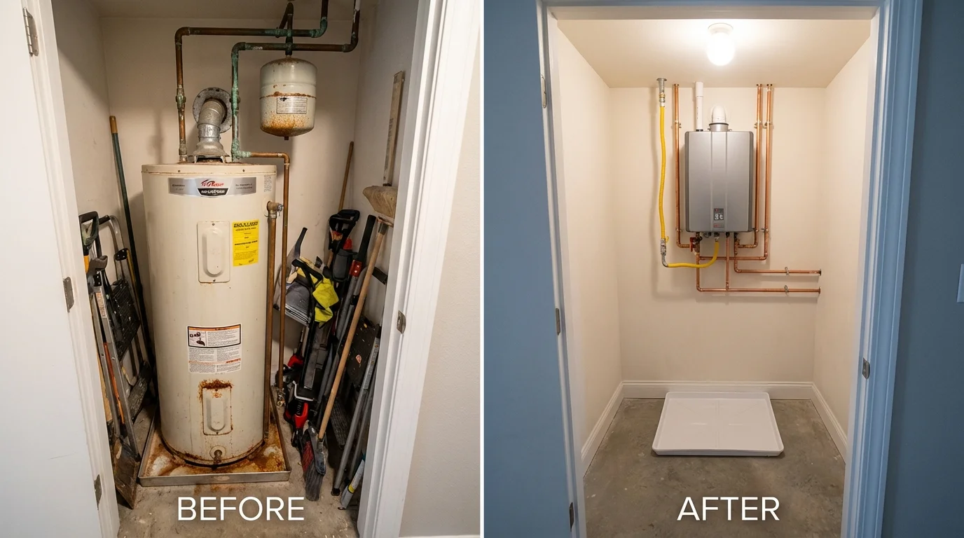 Tank water heater versus wall-mounted tankless unit comparison for Wind Gap, PA homeowners